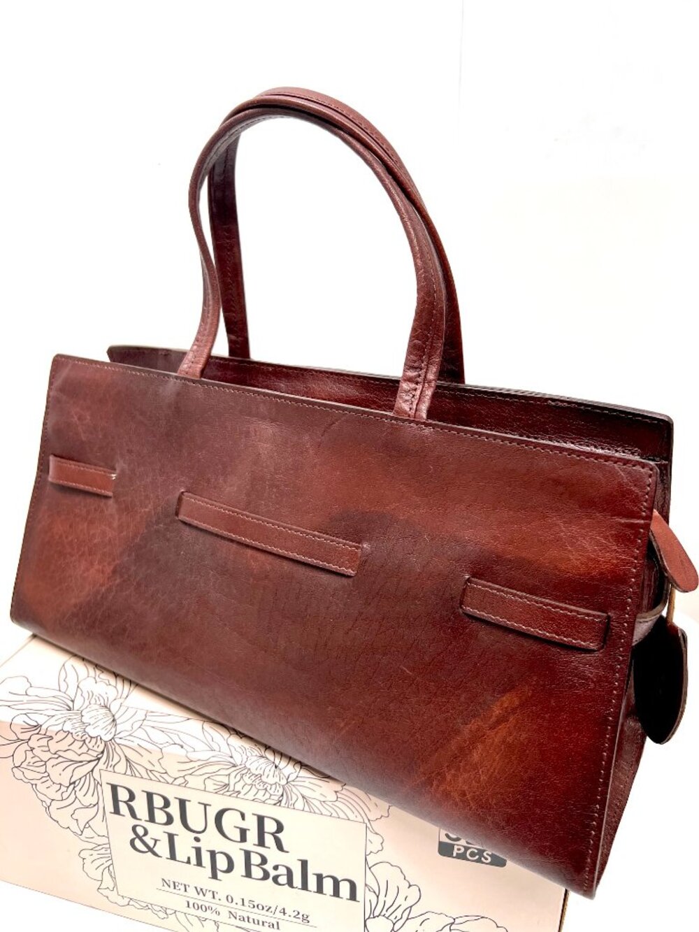 New-Classic  IBIZA Aoyama  Choco Brown Leather Hand Shoulder Bag + Silk Scarf (8 - Picture 9 of 16